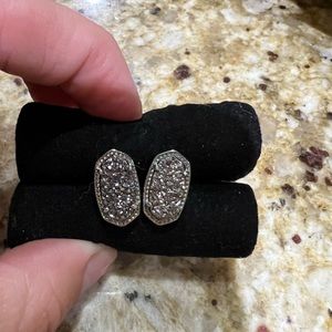 Emilie Silver Stud Earrings in Platinum Drusy